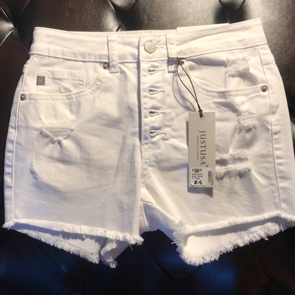 White denim shorts